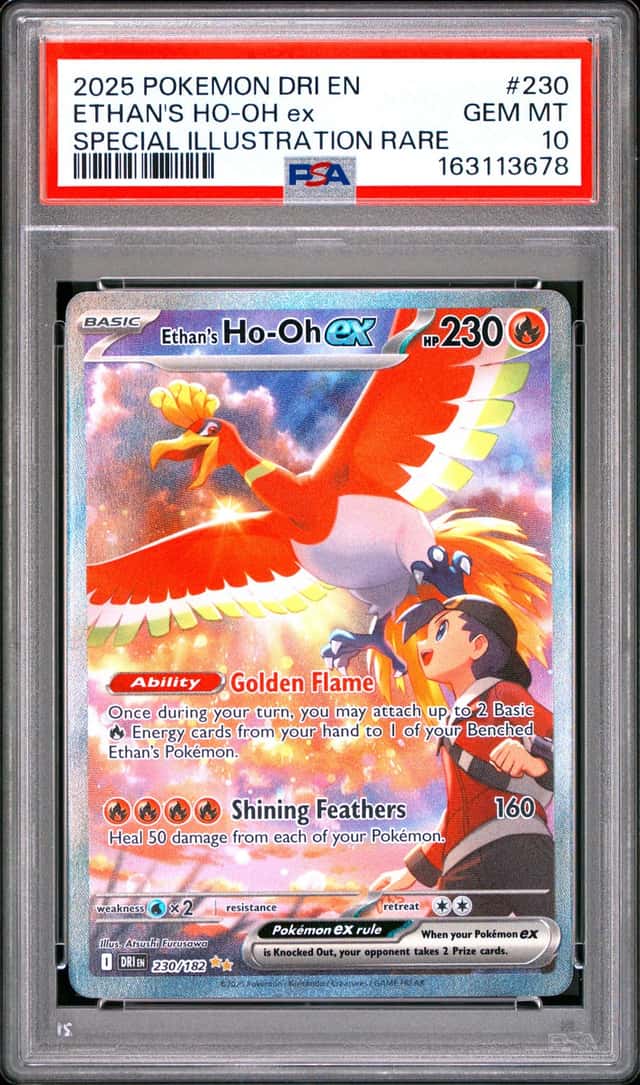 2025 POKEMON DRI SPECIAL ILLUSTRATION RARE #230 ETHAN'S HO-OH EX PSA 10