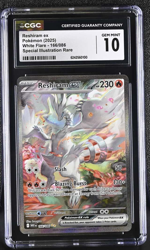 2025 Pokemon White Flare Reshiram ex Special Illustration Rare #166/086 CGC 10