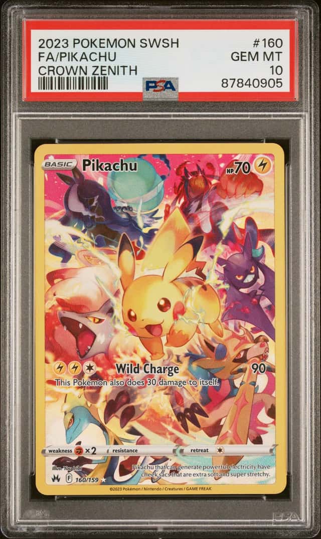 Pokemon 2023 Pikachu 160/159 Full Art Secret Rare Crown Zenith GEM MINT PSA 10