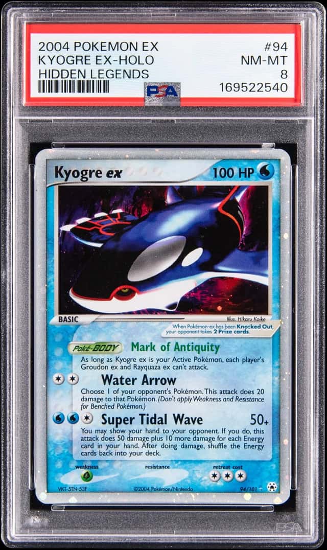 2004 Pokemon EX Hidden Legends Holo #94 Kyogre ex - PSA NM-MT 8