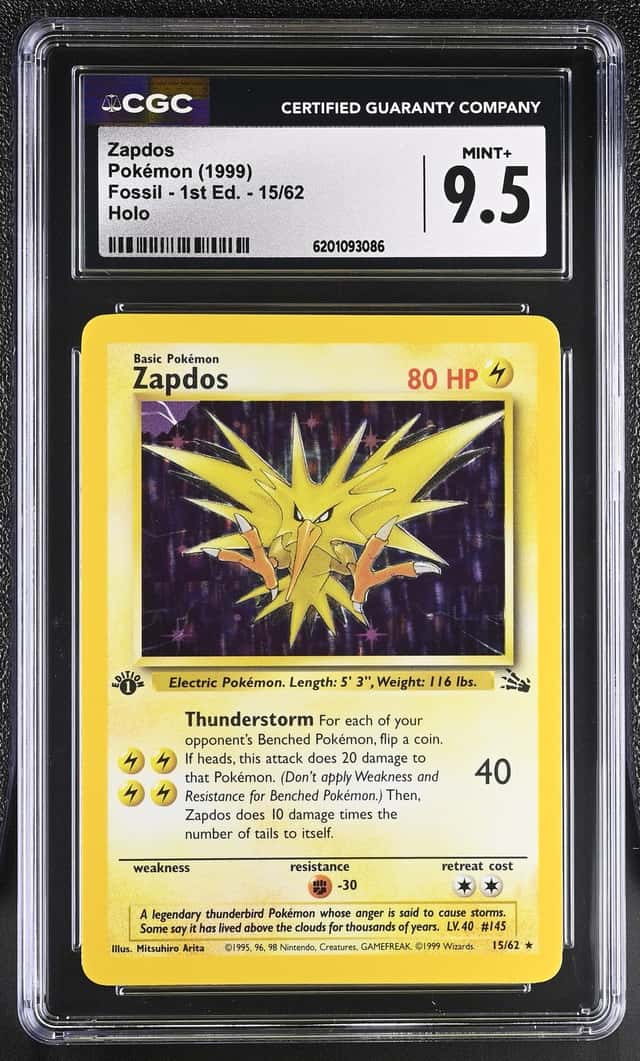 Pokémon Zapdos 15 1st Edition Fossil CGC Trading Card...