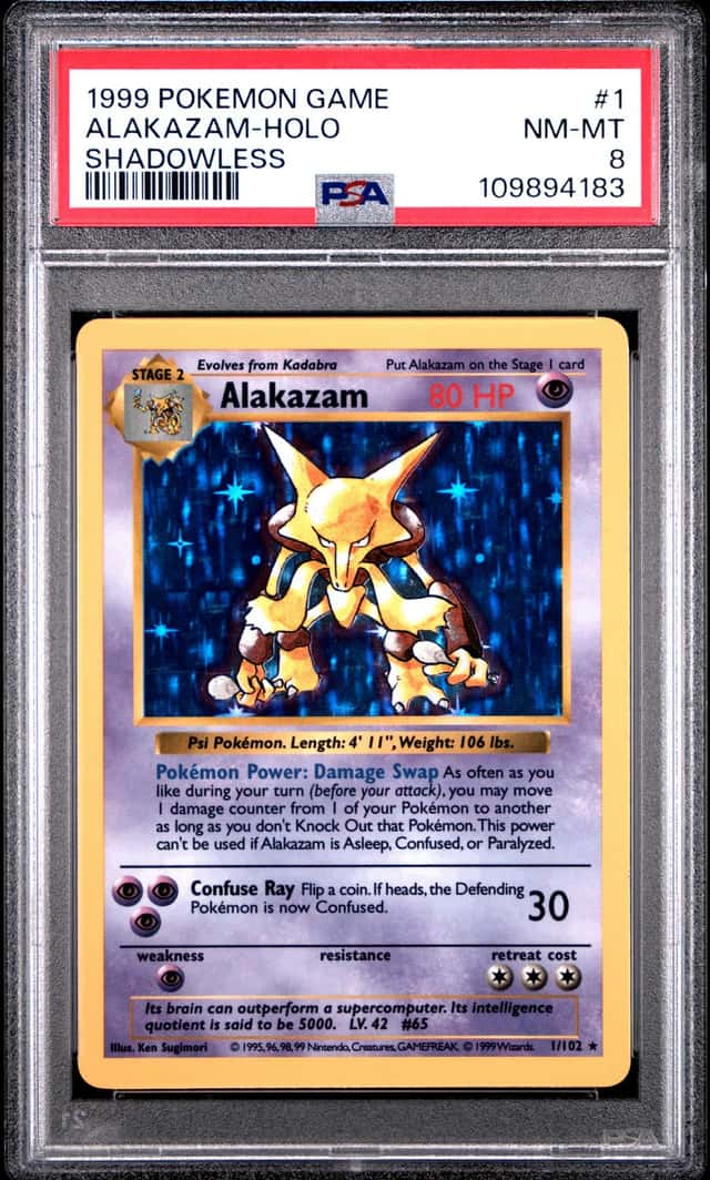 1999 Pokemon Base Set Shadowless Holo Alakazam #1