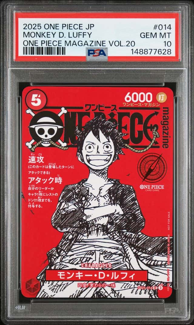 PSA 10 Monkey D Luffy One Piece Magazine Vol. 20 Promo ST21-014 Bandai Japanese