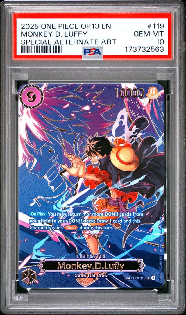2025 ONE PIECE CARRYING ON HIS WILL SPECIAL ALT ART #119 MONKEY D. LUFFY PSA 10