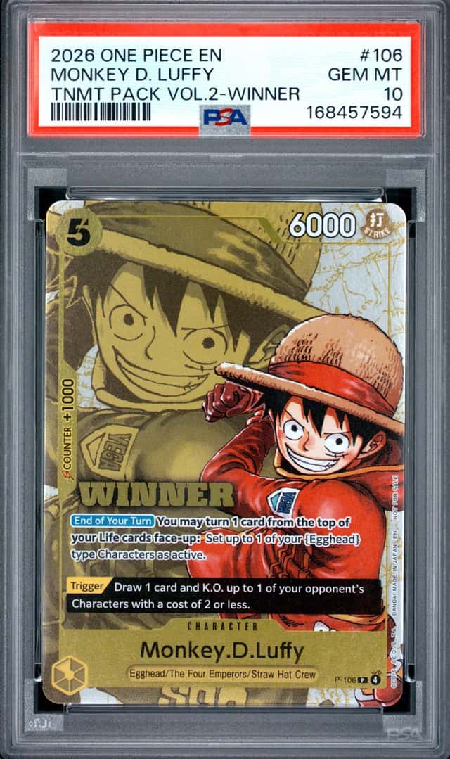 2026 ONE PIECE TOURNAMENT PACK VOL.2 WINNER #106 MONKEY D. LUFFY PSA 10