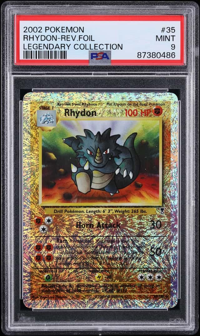 2002 Pokemon Legendary Collection Reverse Holo Rhydon #35 PSA 9 MINT