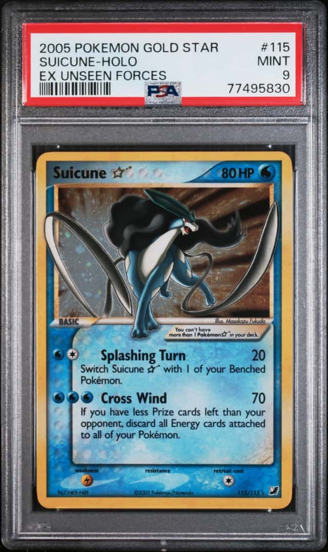 2005 Pokemon EX Unseen Forces Holo Suicune GOLD STAR #115 PSA 9 MINT