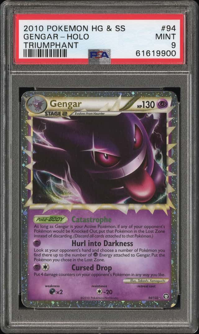 2010 Pokemon HeartGold & SoulSilver Triumphant Holo Gengar #94 PSA 9 MINT