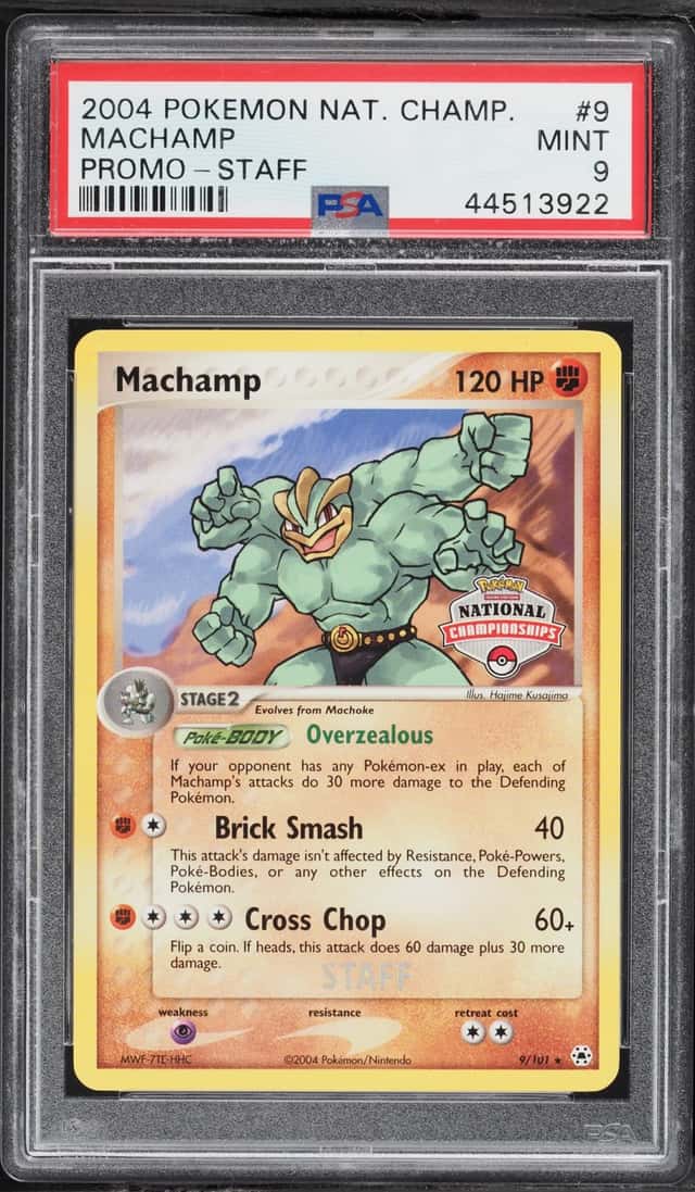 2004 Pokemon EX Hidden Legends National Championships Staff Machamp #9 PSA 9 MINT