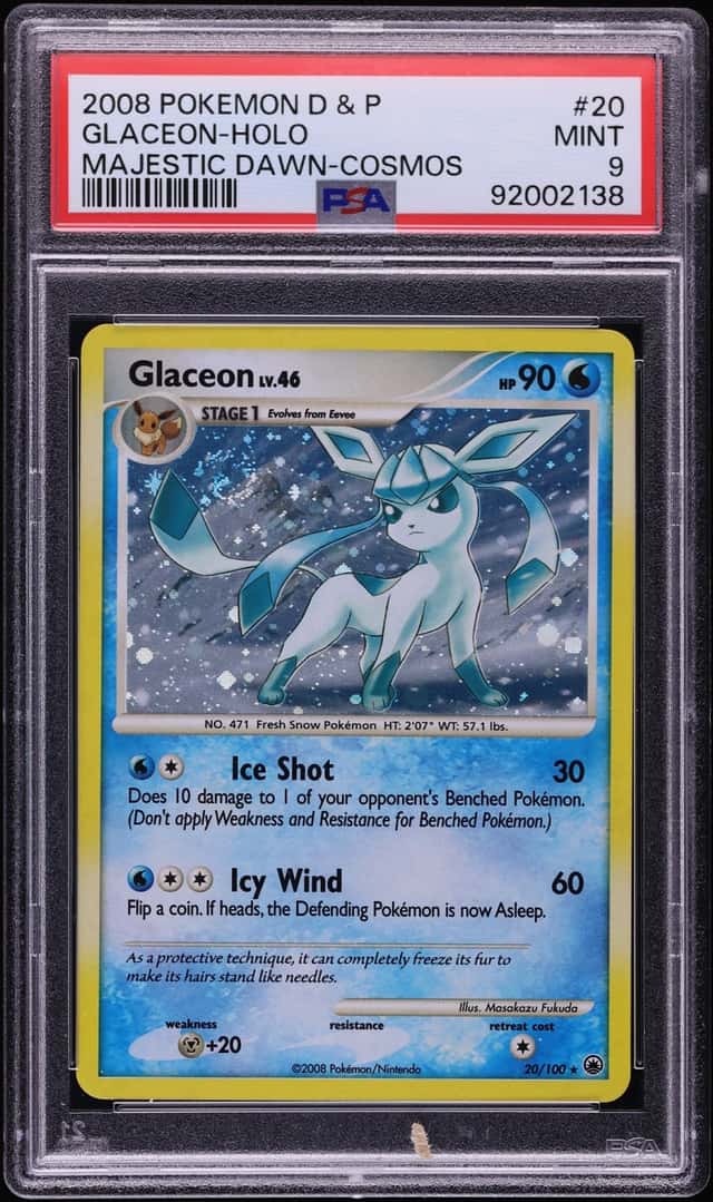 2008 Pokemon Diamond & Pearl Majestic Dawn Cosmos Holo Glaceon #20 PSA 9 MINT