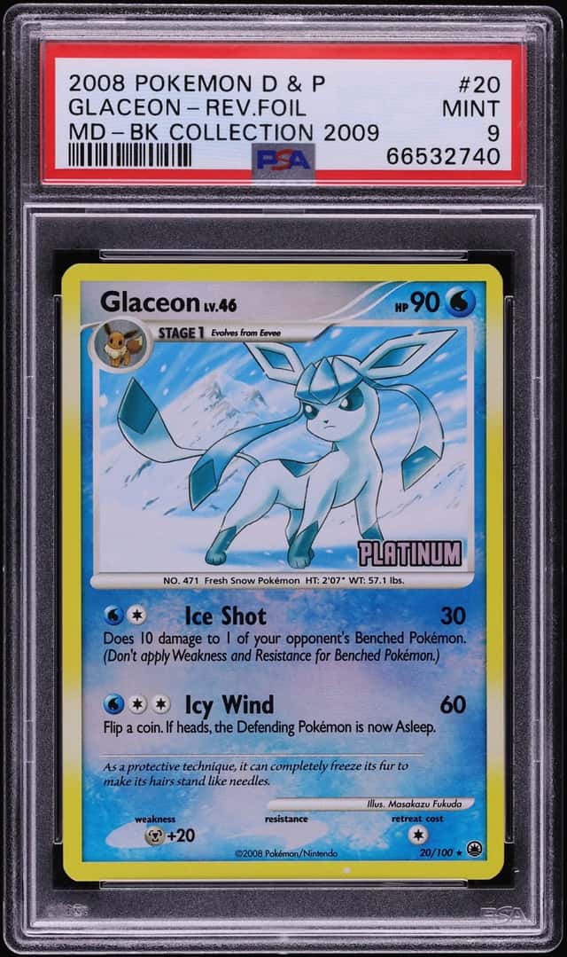 2008 Pokemon DP Majestic Dawn Burger King Collection Reverse Holo Glaceon #20 PSA 9 MINT