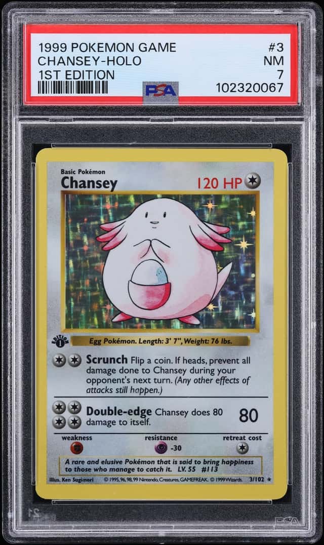1999 Pokemon Base Set Shadowless 1st Edition Holo Chansey #3 PSA 7 NRMT