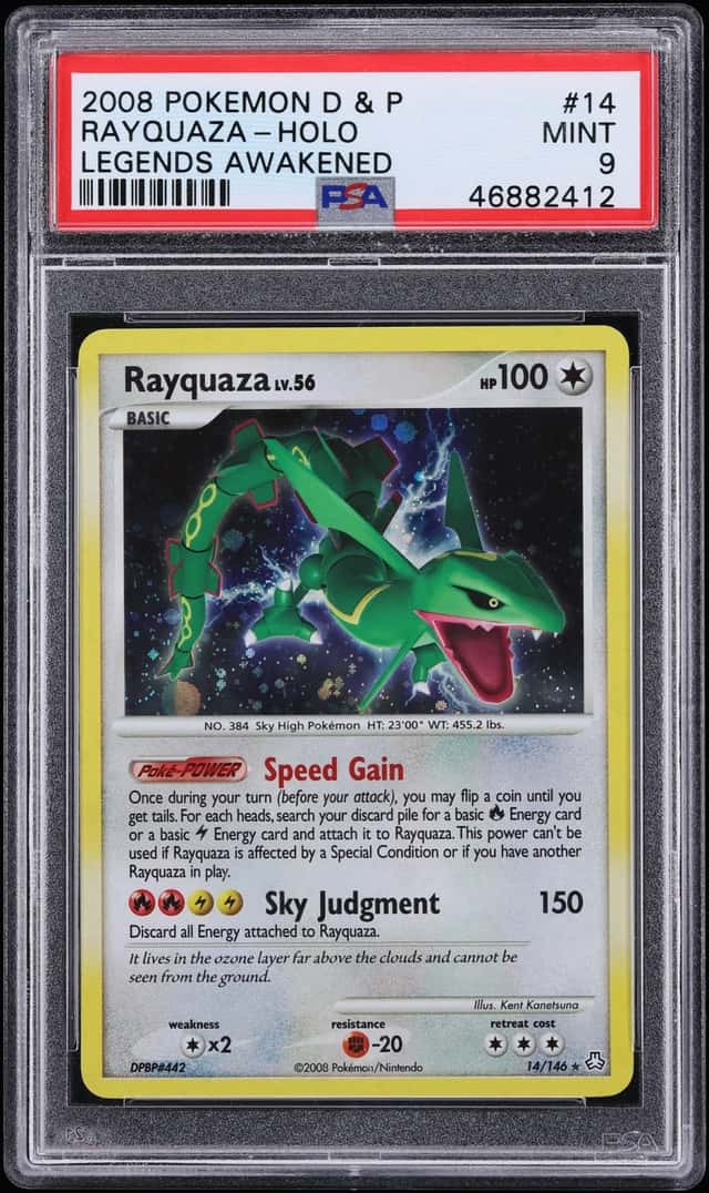 2008 Pokemon Diamond & Pearl Legends Awakened Holo Rayquaza #14 PSA 9 MINT