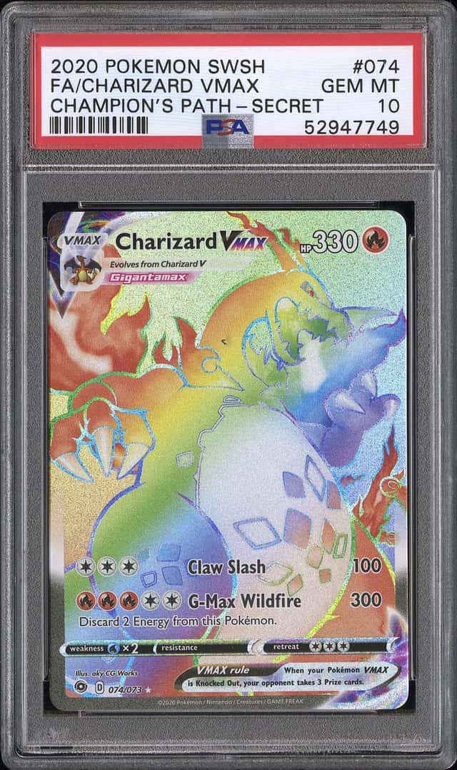 2020 Pokemon SWSH Champion's Path Rainbow Rare Charizard VMAX #074 PSA 10 GEM MINT