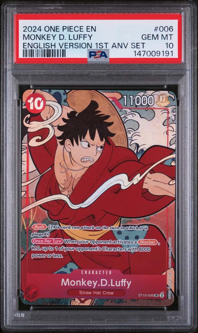 2024 One Piece 1st Anniversary Set Version SR Alt Art Monkey D. Luffy #ST10-006 PSA 10 GEM MINT