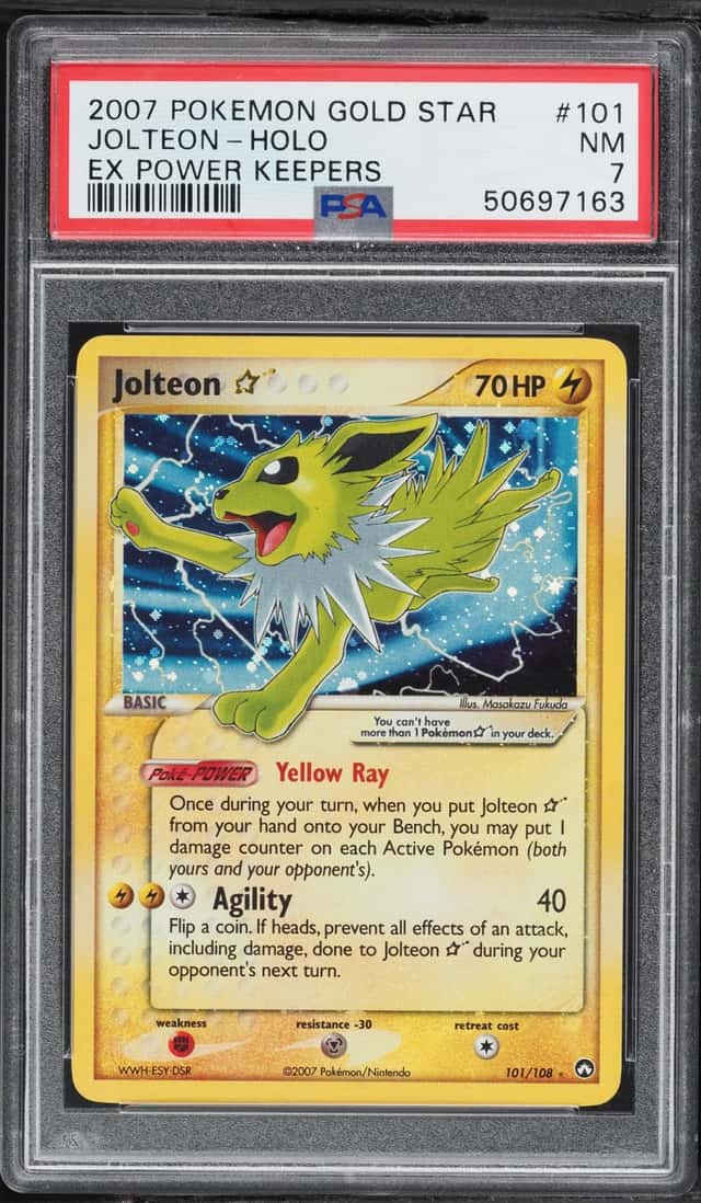 2007 Pokemon EX Power Keepers Holo Jolteon Gold Star #101 PSA 7 NRMT