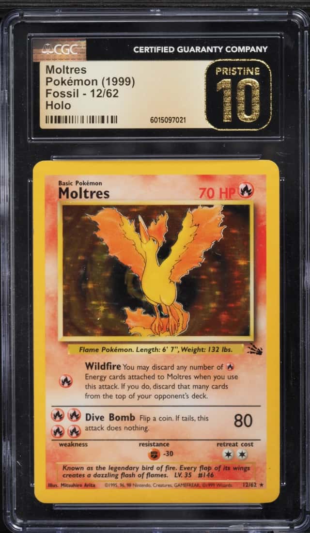 1999 Pokemon Fossil Holo Moltres #12 CGC 10 PRISTINE