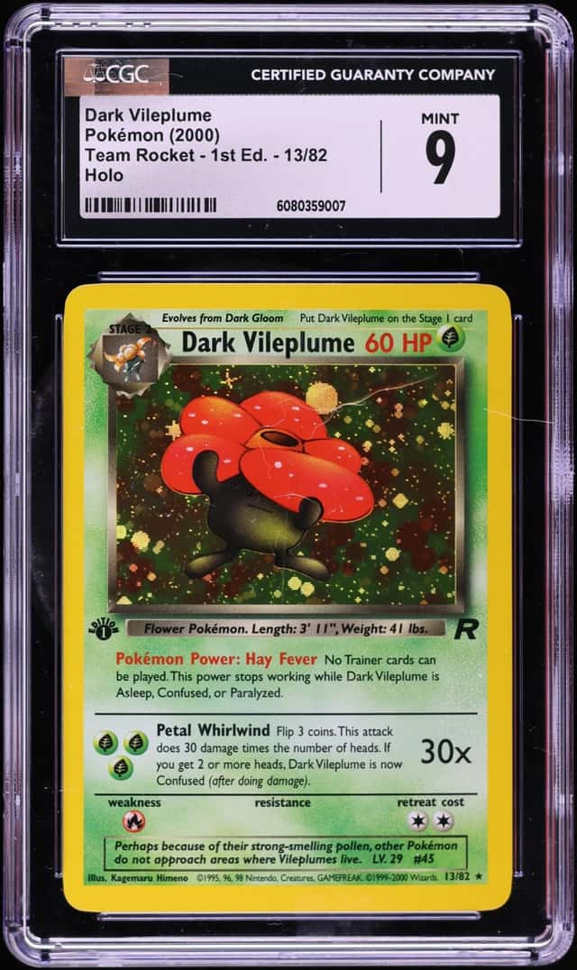 2000 Pokemon Team Rocket 1st Edition Holo Dark Vileplume #13 CGC 9 MINT