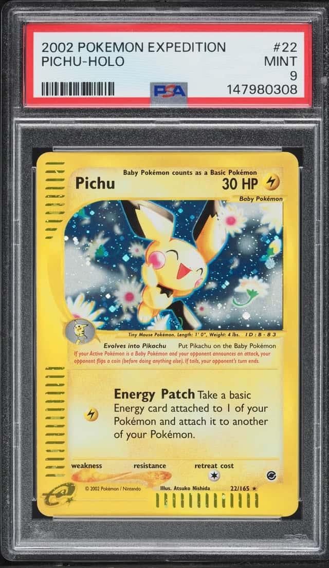 2002 Pokemon Expedition Holo Pichu #22 PSA 9 MINT