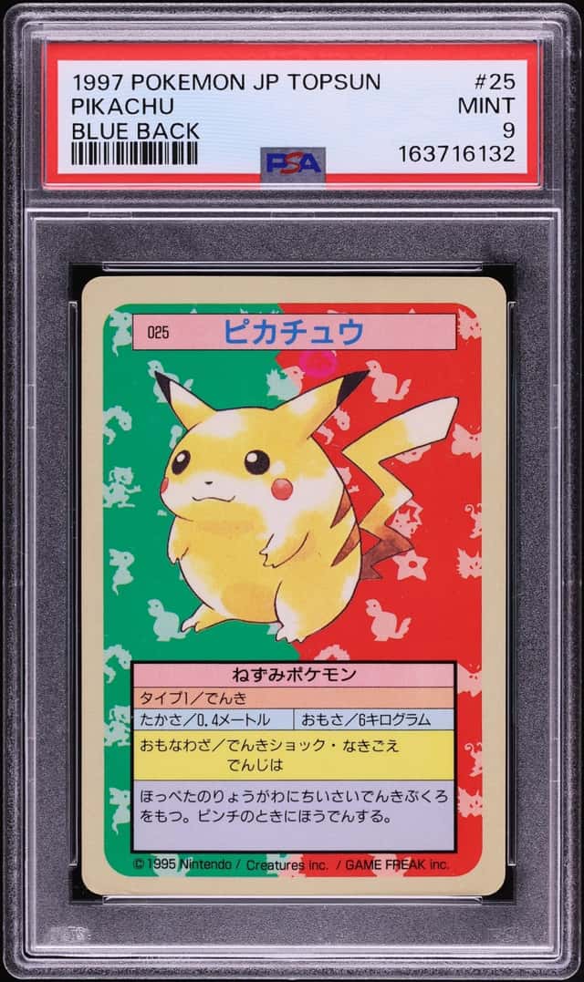 1997 Pokemon Japanese Topsun Blue Back Pikachu #25 PSA 9 MINT
