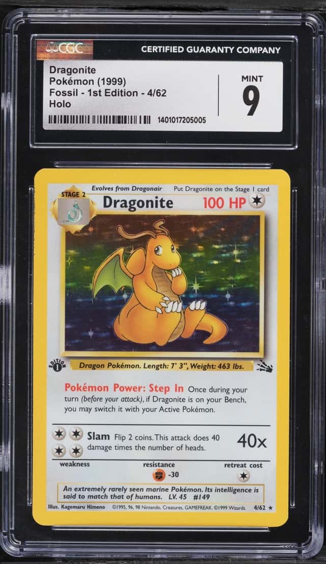 1999 Pokemon Fossil 1st Edition Holo Dragonite #4 CGC 9 MINT