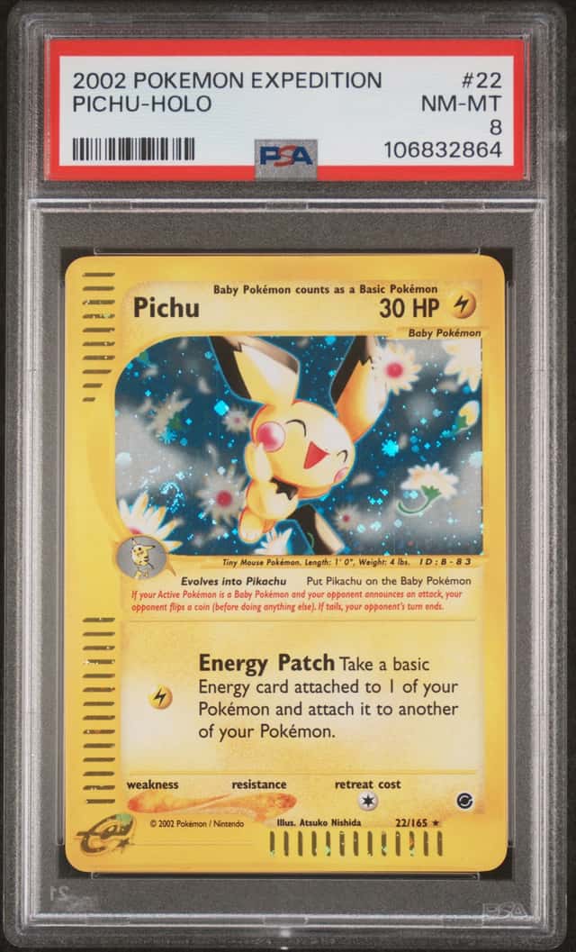 2002 Pokemon Expedition Holo Pichu #22 PSA 8 NM-MT