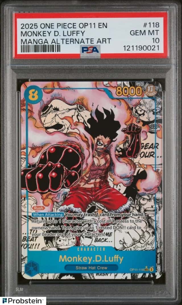 2025 One Piece OP11 EN Manga Alternate Art #118 Monkey D. Luffy PSA 10 GEM MINT