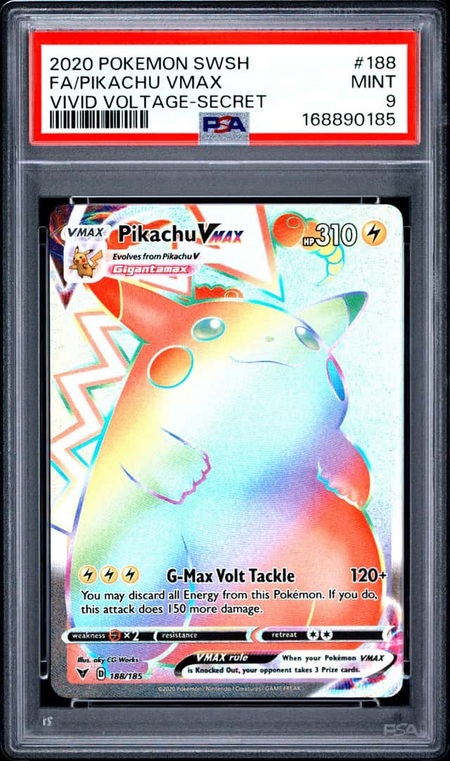 Pikachu VMAX FA 2020 Pokémon SWSH Vivid Voltage Secret 188/185 PSA 9 MINT