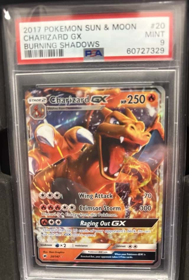 Pokémon Charizard GX Holo Ultra Rare 20/147 SM Burning Shadows PSA Graded 9
