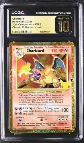 Charizard *CGC PRISTINE 10* Classic Collection Holo *30th Celebration* #4/102