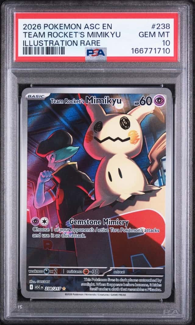2026 POKEMON ASCENDED HEROES ILLUSTRATION RARE #238 TEAM ROCKET'S MIMIKYU PSA 10