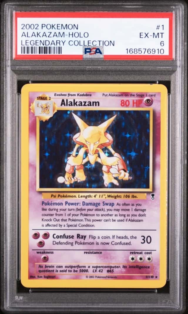 2002 POKEMON LEGENDARY COLLECTION #1 ALAKAZAM-HOLO PSA 6