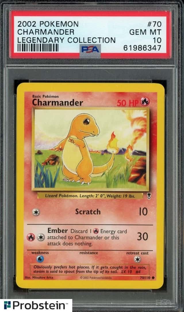 2002 POKEMON LEGENDARY COLLECTION #70 CHARMANDER PSA 10 GEM MINT