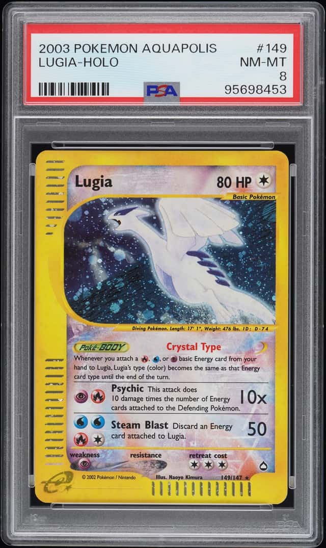 Pokemon PSA 8 Lugia Crystal Holo 2003 149/147 Aquapolis English