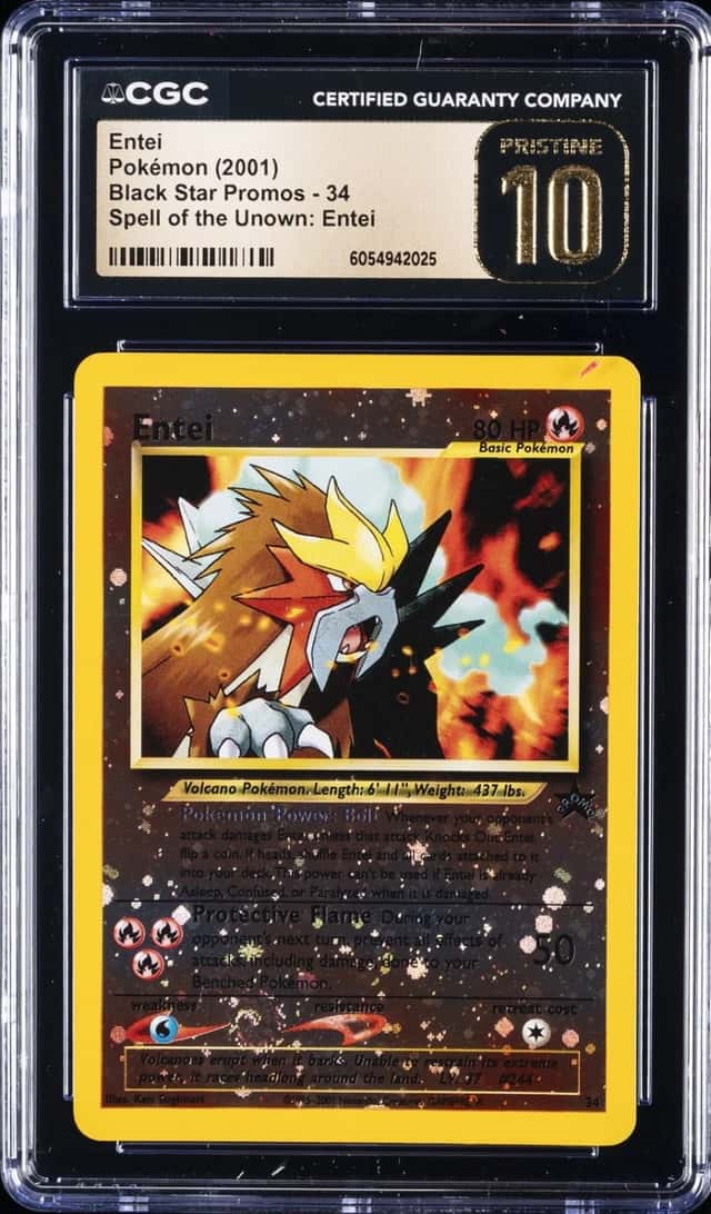2001 POKEMON BLACK STAR PROMO SPELL OF THE UNOWN: ENTEI #34 ENTEI CGC 10