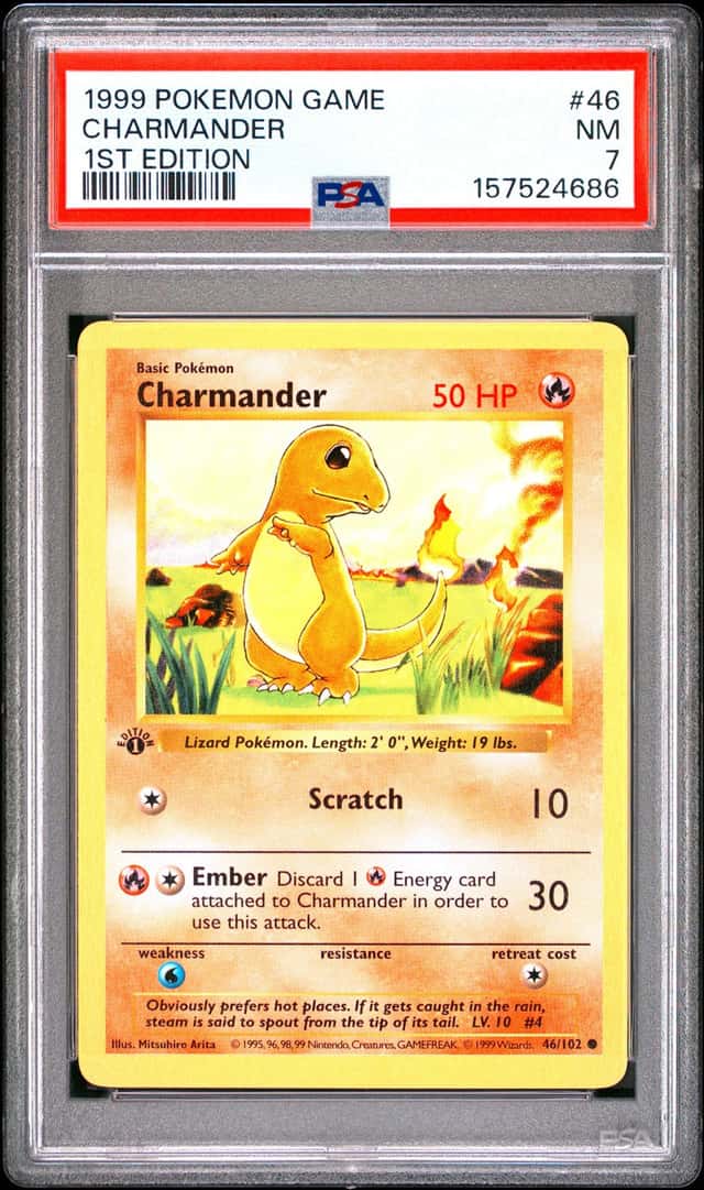 1999 POKEMON BASE SET 1ST EDITION #46 CHARMANDER PSA 7