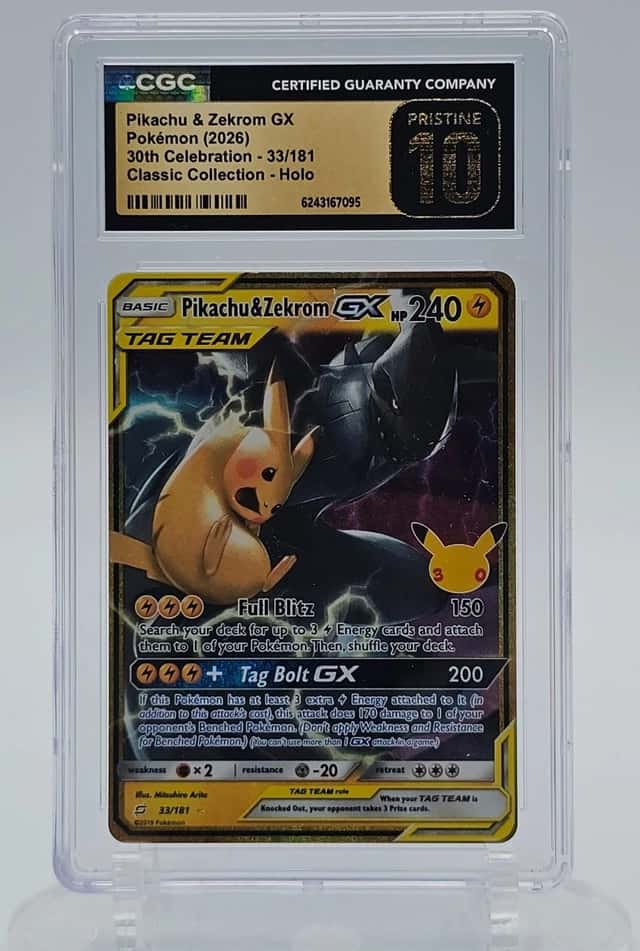 PIKACHU & ZEKROM SM BSP 30TH CLASSIC 33/181 HOLO RARE PRISTINE CGC 10 Q7128
