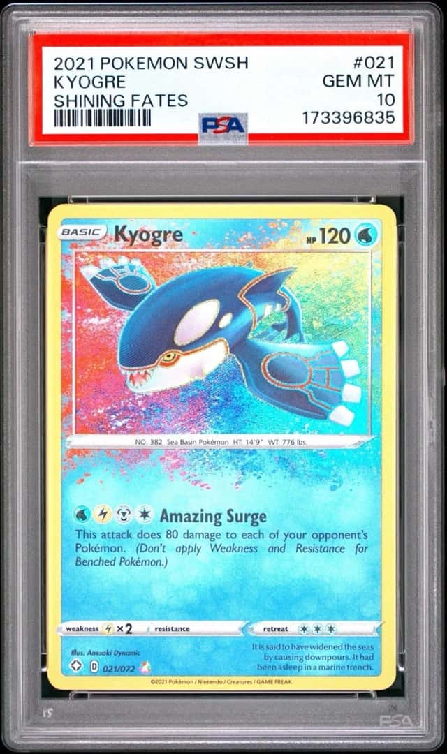 Pokémon TCG Kyogre Shining Fates Holo Card 021/072 Amazing Rare PSA 10