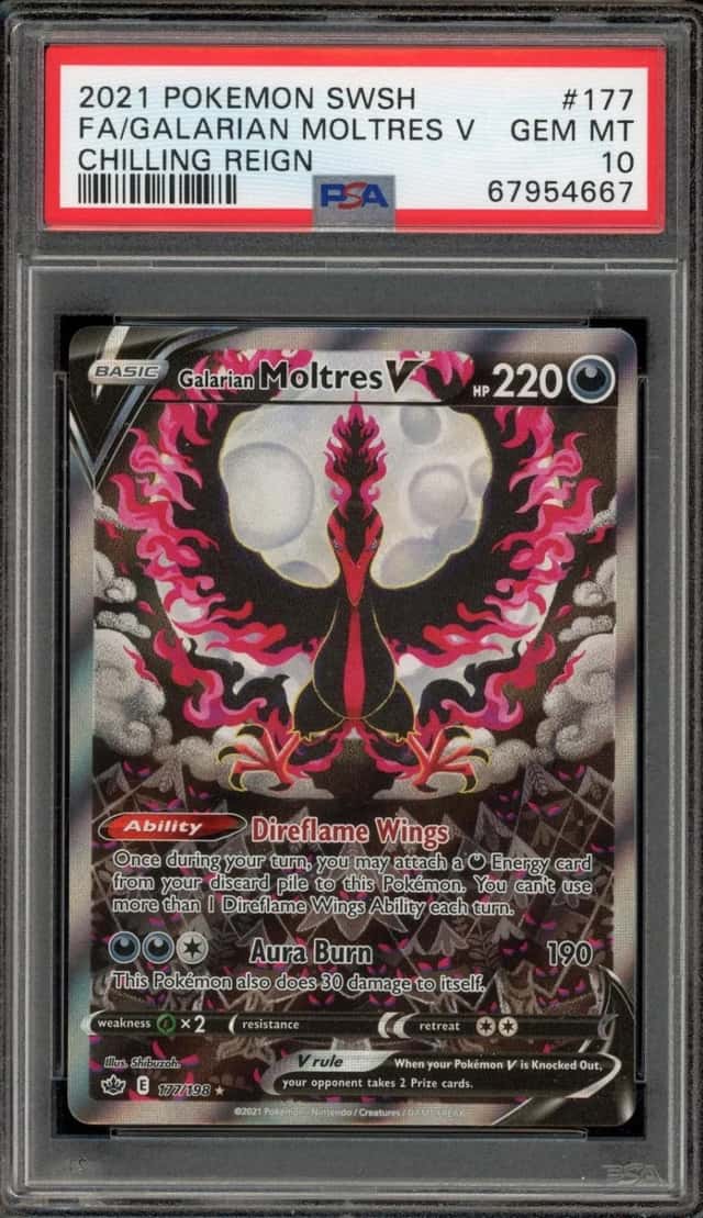 Pokemon Galarian Moltres V Chilling Reign Full Alt Art 177/198 PSA 10 Gem Mint
