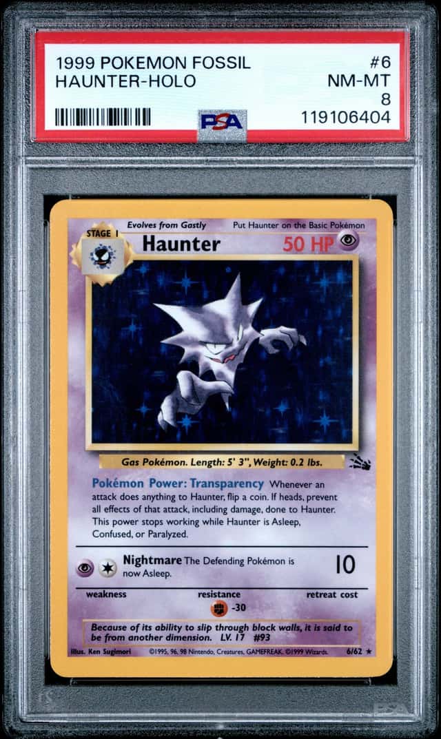 Pokemon Haunter Holo Fossil Unlimited 6/62 PSA 8