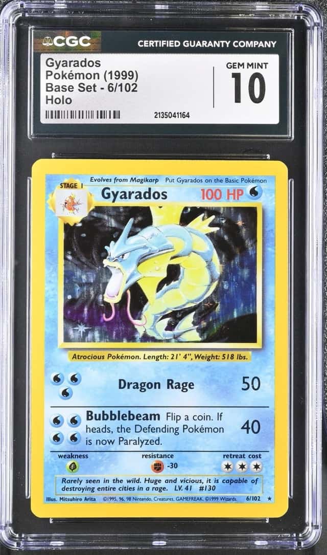 Pokemon Gyarados Base Set Unlimited 6/102 Holo CGC 10 Gem Mint