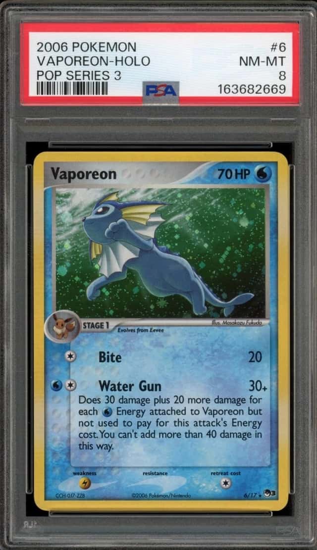 Pokemon Vaporeon Holo Pop Series 3 6/17 PSA 8