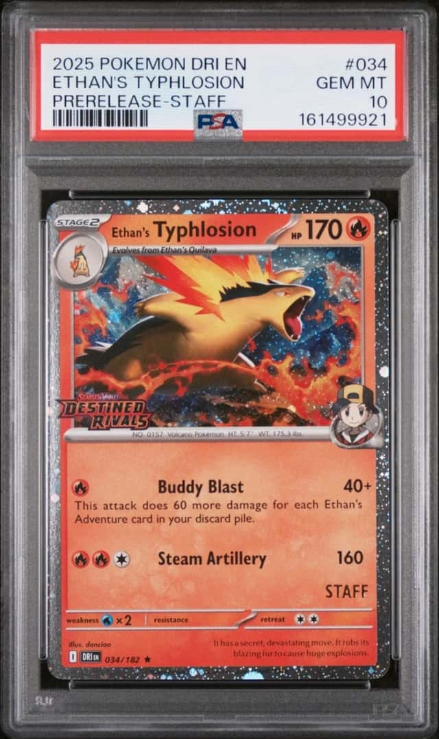 Pokemon Ethan's Typhlosion Destined Rivals 034/182 Prerelease-Staff PSA 10