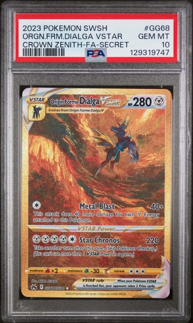Pokemon Origin Forme Dialga Vstar Crown Zenith GG68/GG70 Secret Rare PSA 10