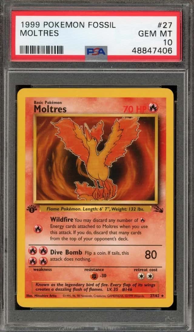 Pokemon Moltres Fossil 27/62 PSA 10 Gem Mint