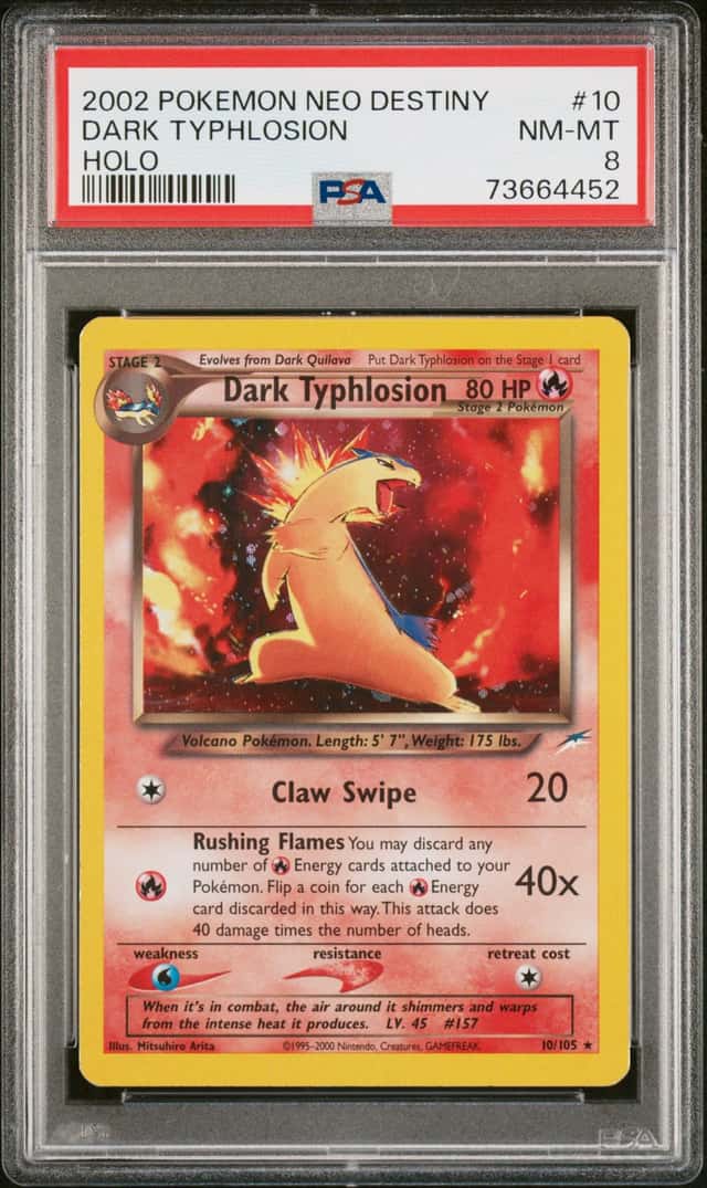 2002 Pokemon Neo Destiny Dark Typhlosion Holo Card PSA 8 10/105
