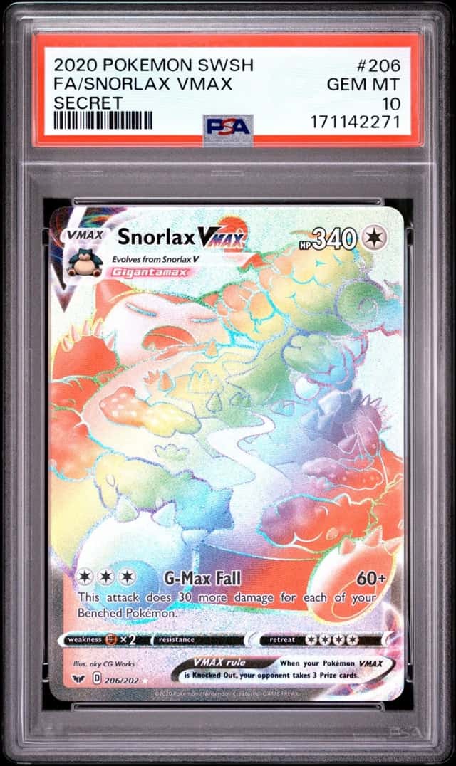 Pokemon Snorlax Vmax 206 Secret Rare PSA 10 Gem Mint