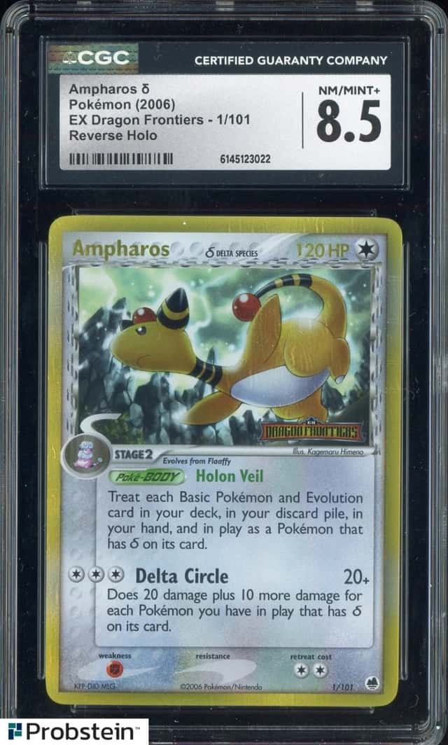 2006 Pokemon EX Dragon Frontiers 1/101 Ampharos Reverse Holo CGC 8.5