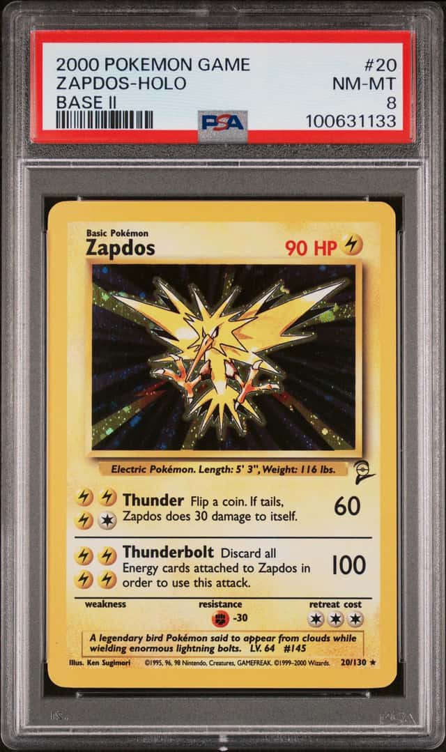 2000 Pokemon Game Zapdos 020/130 Base Set 2 Holo PSA 8 NM-Mint