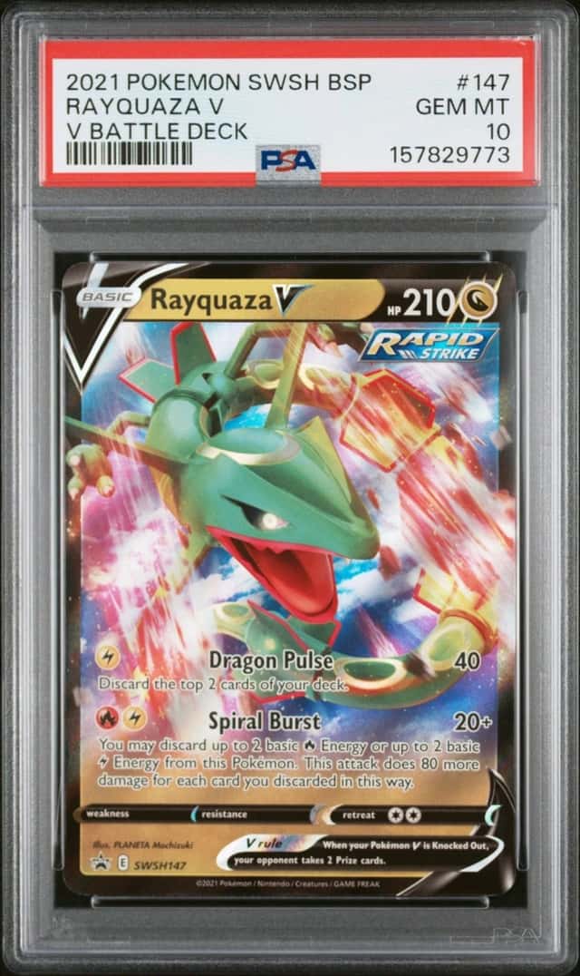 2021 POKEMON SWSH BLACK STAR PROMO V BATTLE DECK #147 RAYQUAZA V PSA 10